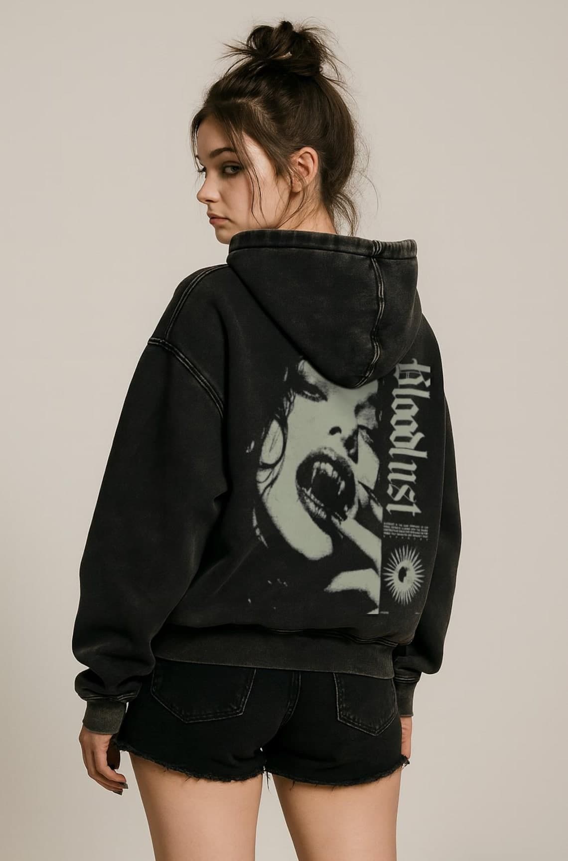 Bloodlust Snow Washed Loose Cotton Hoodie